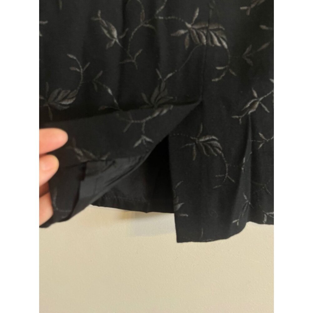 Retro Floral Wool Mini Skirt Black 12 Boho Indie Folk Preppy Neutral Chic 80s - Picture 4 of 9
